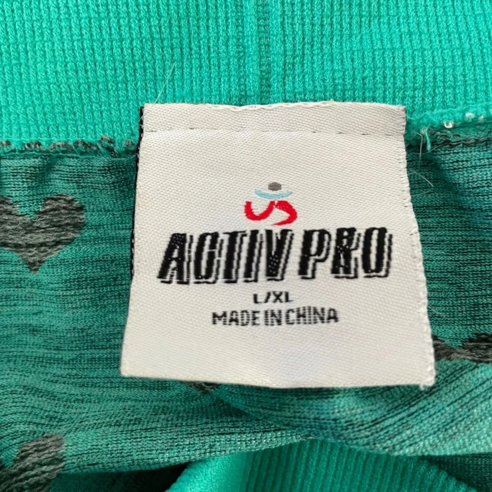 Activ Pro Leggings L/XL Space Dye‎ HEARTS Turquoise Gray Love Activewear Workout